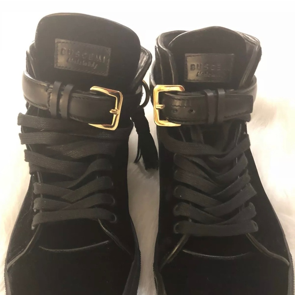 Buscemi Mens 100mm Tassel Velvet HiTop Sneakers - Picture 3 of 3